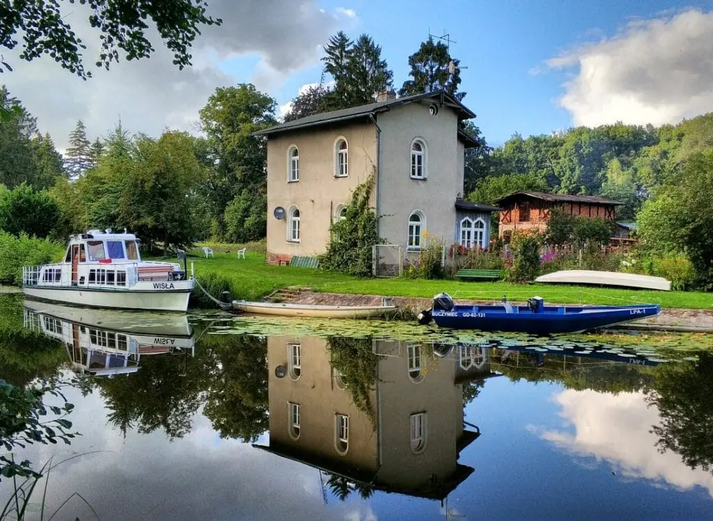 Kraina Kanału Elbląskiego. Stary port w Czulpie. Czulpa. Jezioro Ruda Woda. Georg Jacob Steenke