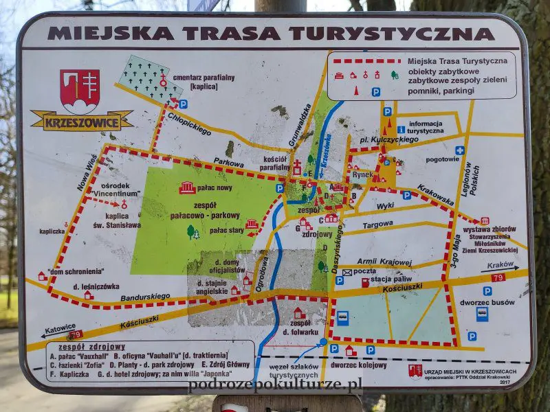 Miejska Trasa Turystyczna Krzeszowice mapa przebiegu