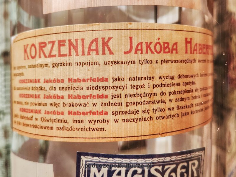 Muzeum Zamek Oświęcim - etykieta korzeniaka Jakoba Haberfelda
